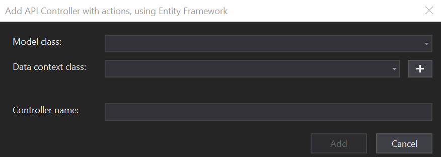 Picture of the Add Controller dialog from Visual Studio